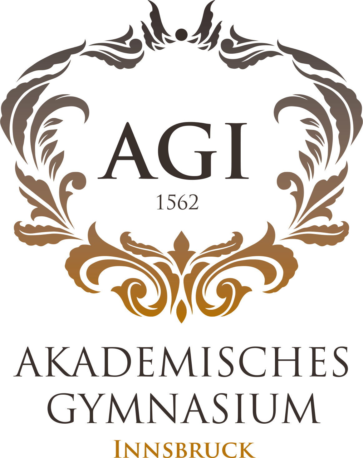 Logo des Akademischen Gymnasium Innsbruck. Auf weißem Hintergrund ist in schwarzer Schrift 